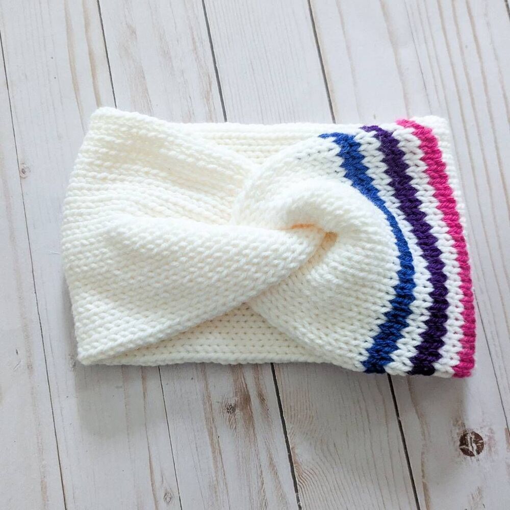 Handmade Bisexual Pride Striped Knit Headband